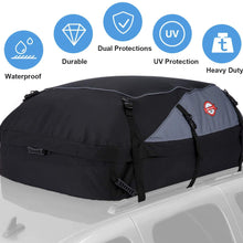 Car Roof Bag Cargo Carrier, 20 Cubic Feet Waterproof Rooftop Cargo Carrier Bag Vehicle Soft-Shell Carriers with Storage Carrying Bag + 8 Reinforced Straps Suitable for All Cars with/Without Rack (36*30*22)