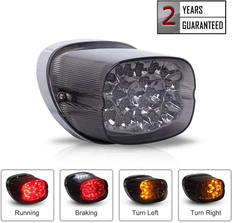 Motorcycle LED Turn Signal Integrated Tail Light Replacement for Harley Davidson Fatboy Heritage Sportster Softail XL FLHR FLHRCI FXD Dyna Road King Electra Glide Rear Brake Park Light (Smoked)
