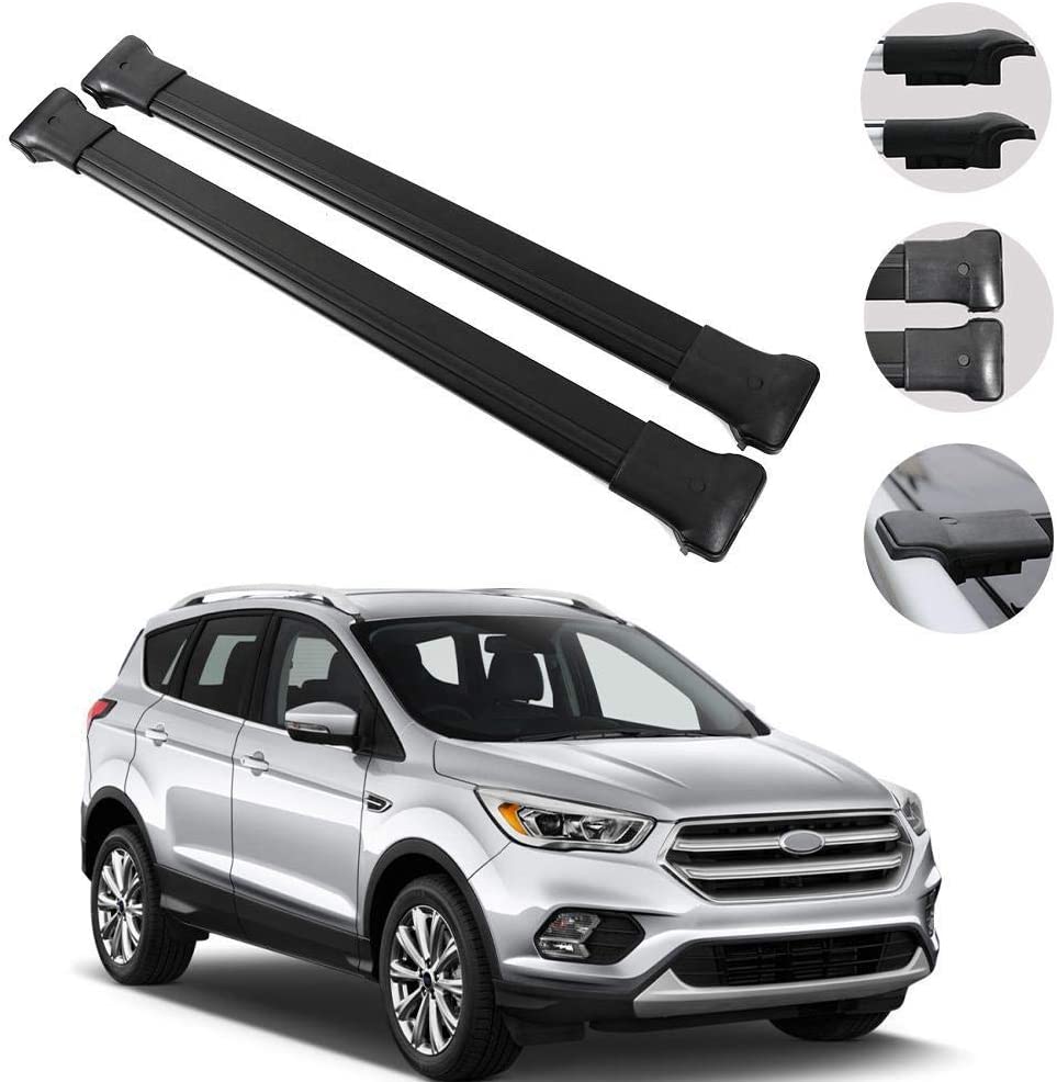 OMAC Roof Racks Cross Bars Luggage Carrier Cargo Racks Rail Aluminium Black Set 2 Pcs. for Ford Escape 2013-2019