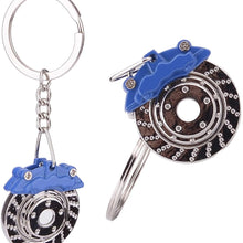 Febrytold 5 Pcs Car Parts Model Key Chains, Colorful Turbo Keychain, Black Manual Gearbox Keychain, Colorful Tire Rim Keychain, Blue Brake Rotor Keychain, Red Spring Shock-Absorber Keychain