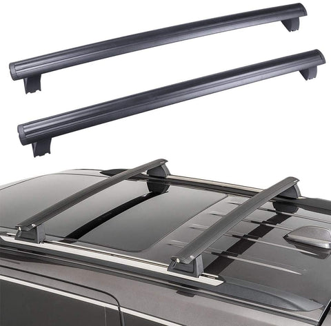 ROADFAR Roof Rack Aluminum Top Rail Carries Luggage Carrier Fit for 2011 2012 2013 2014 2015 2016 2017 2018 2019 for Jeep Grand Cherokee 3.0L 3.6L 5.7L 6.2L Baggage Rail Crossbars