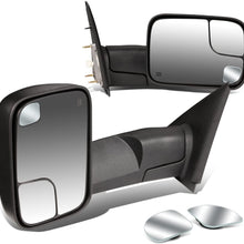 Replacement for Dodge RAM Black Heated Power Manual Foldable Towing Side+Corner Blind Spot Mirror