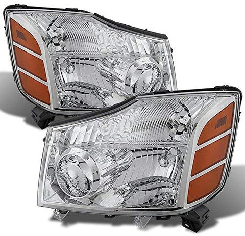 For 04-15 Titan Pickup Truck 05-07 Armada Headlights Front Lamps Direct Replacement Pair Left + Right