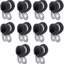 Terisass Fuel Line Clamps 10Pcs 1.4 0.8 0.8 Inch Car Vehicle Fuel Line Clamps Kit Rubber Aluminum Cushion Clamp Universal
