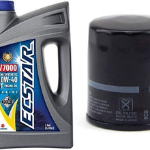 Suz uki ECSTAR V7000 10W-40 Marine 4-Stroke Engine Oil, 2 Gal with 16510-96J10 Oil Filter and 1 Quart Suzuki Ecstar Lower Unit Hypoid Gear Oil