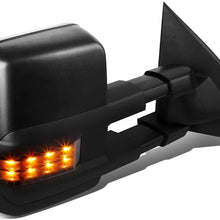 Right Side Black Power Heated Smoked LED Turn Signal Lamp Side Towing Mirror Replacement for Silverado Sierra K2XX 14-17