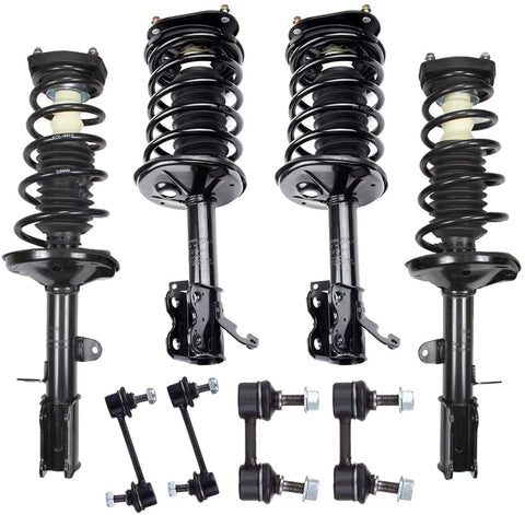 HUBDEPOT 8PC Front and Rear pair Strut Spring Assembly Stabilizer Bar Link Kit Fit for 98-02 Chevrolet Prizm 93-97 Geo Prizm 93-02 for for TOYOTA Corolla [US Stock]