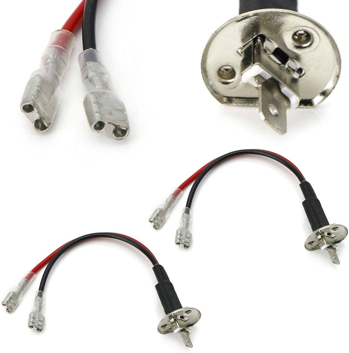 iJDMTOY (2) OEM H3 Socket/Adapter Wires For HID or LED Headlight Bulbs Installation Convesion