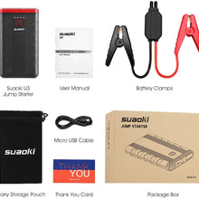 Car Battery Jump Starter, SUAOKI U3 400A Peak 8000mAh 12V Auto Battery Booster and Portable Phone Charger with Built-in LED Flashlight for Gasoline Engines up to 2.5L, UL Certified