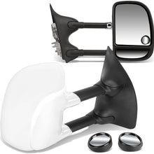 Replacement for Super Duty Black Telescoping Manual Extendable Towing Side+Circle Blind Spot Mirror
