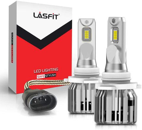 LASFIT 9005 HB3 LED Headlight bulbs, High Beam Conversion Kit Super Bright 6000K Cool White, New Upgrade LC Plus Version All in One led Headlamp, Mini Size Plug and Play
