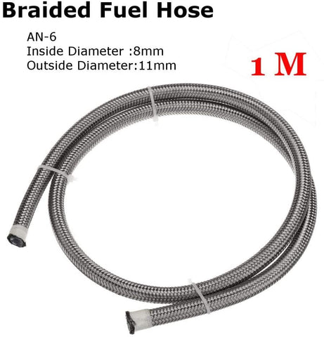 1 Meter Silver Stainless Braided Hose Tube Pipe Line for Petrol Oil Di Fuel Oil Line an-6 6AN 8mm 2500 Psi