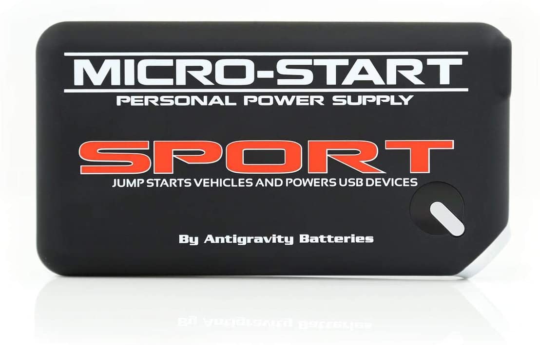 Antigravity Batteries MICRO START SPORT BLACK Battery Jump Starter & Charger - Back Up Mini Portable Power Supply - JUMPS A V6 with Ease! - Charge ANY USB Device!