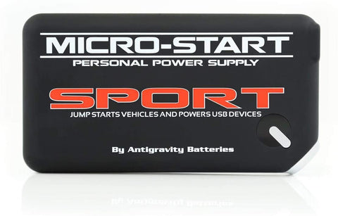 Antigravity Batteries MICRO START SPORT BLACK Battery Jump Starter & Charger - Back Up Mini Portable Power Supply - JUMPS A V6 with Ease! - Charge ANY USB Device!