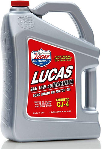 Lucas Oil 10299 SAE 15W-40 CJ-4 Synthetic Motor Oil - 1 Gallon Jug