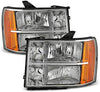 For 07-13 Sierra 1500 07-14 Sierra 2500HD 3500HD Headlights Front Lamps Direct Replacement Left + Right