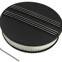 Assault Racing Products A6801-4PBK 14 x 3 Round Partial Polished Finned Top Black Aluminum Air Cleaner Assembly Retro