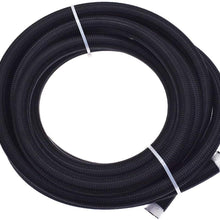 WFLNHB Fuel Oil Gas Line Hose 5 Feet Black an-6 (Equivalent Tube Size Nominal OD 0.375 inch Hose ID 0.34 inch) Nylon/Stainless Steel Braided