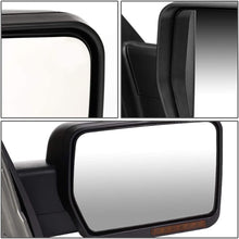 Right Passenger Side Black Manual Folding w/Amber LED Turn Signal Light Towing Mirror Replacement for Ford F-150 04-14