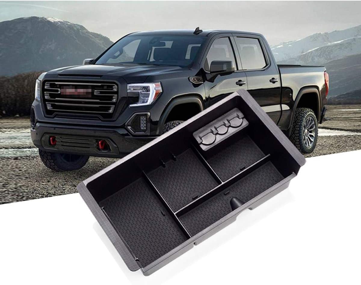 Moonlinks Center Console Organizer for GMC Sierra 1500/Chevy Silverado 2014-18 and 2500 HD/3500 HD 2015-19,Chevy Yukon/Yukon XL/Tahoe/Suburban 2015-2020, Center Console Storage Box Tray