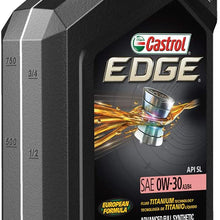 Castrol 06244 EDGE A3/B4 0W-30 Advanced Full Synthetic Motor Oil, 1 Quart, 6 Pack