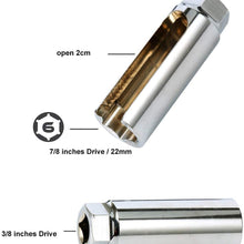 8MILELAKE Oxygen Sensor Socket with Side Wire Cutout 3/8 inches Drive by 7/8 inches