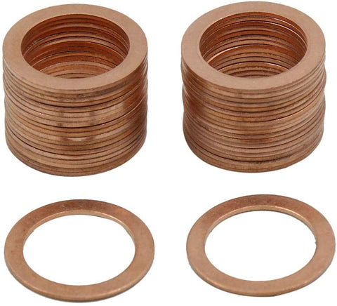 X AUTOHAUX 40 Pcs 19mm Inner Dia Copper Washers Flat Sealing Gasket Rings for Car