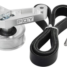 PQY Adjustable EP3 Pulley Kit Compatible with Honda 8th 9th Civic All K24 Engines with Auto Tensioner Keep A/C Installed