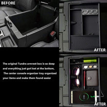Center Console Organizer Tray Fit for 2007-2019 2020 Toyota Tundra / 2008-2020 Toyota Sequoia Black Insert ABS Materials Armrest Box Secondary Storage