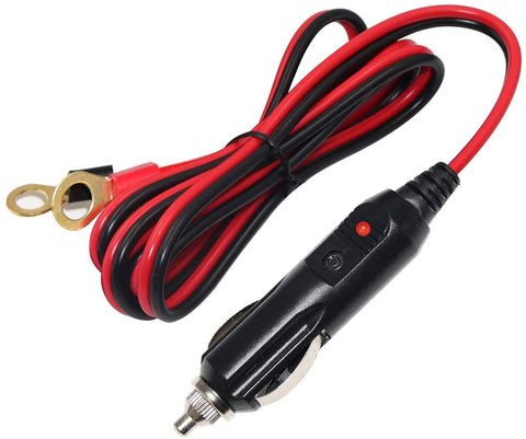 Male Cigarette Lighter to O Ring Terminal Harness Extension Cable - 12V-24V Power Supply Cord Adapter Fuse 15A 16AWG Cable Wire for Car Inverter Air Pump Sprayer Compressor and DIY (3FT)