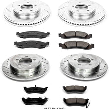 Power Stop K1443 Front & Rear Brake Kit with Drilled/Slotted Brake Rotors and Z23 Evolution Ceramic Brake Pads,Silver Zinc Plated