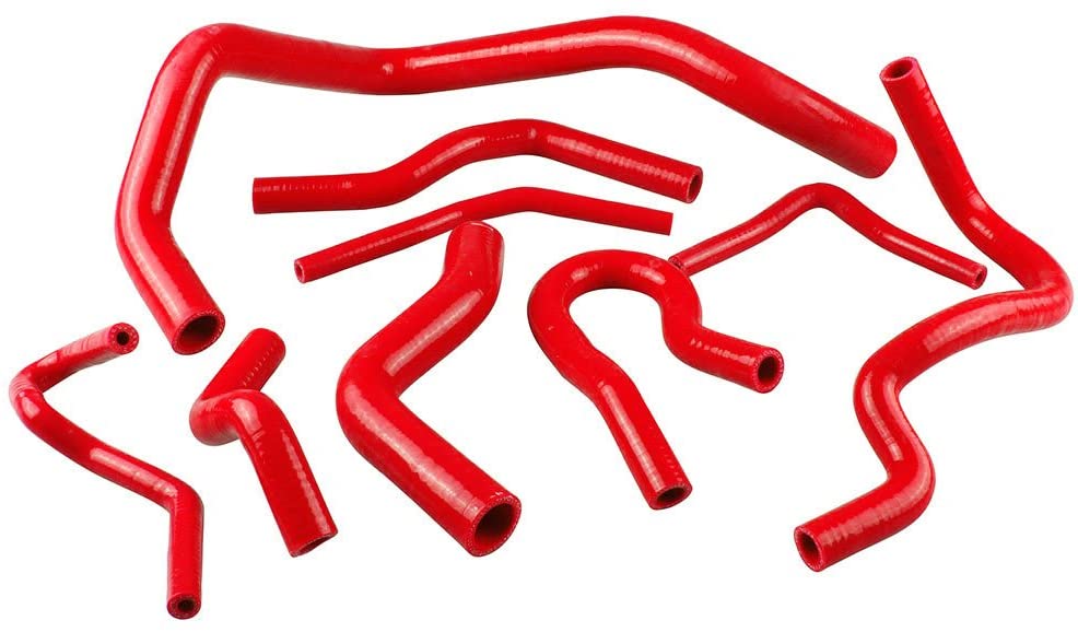 Redcolourful 9pcs/Set Silicone Radiator Coolant Hose Silicone Hose Kit for Honda Civic D15D16EGEK9 red