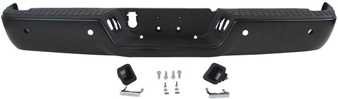 NEW AFTERMARKET PARTS for 2009-2017 Dodge Pickup Ram 1500/2010-2012 Dodge Pickup Ram 2500 3500 Rear Bumper Powder Coating Black Assy (W/Sensor Hole, W/o Dual Exhaust Cut-Outs) CH1103121