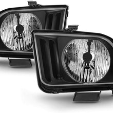 For 2005 2006 2007 2008 2009 Ford Mustang OE Direct Replacement Black Headlights Lamp Left + Right