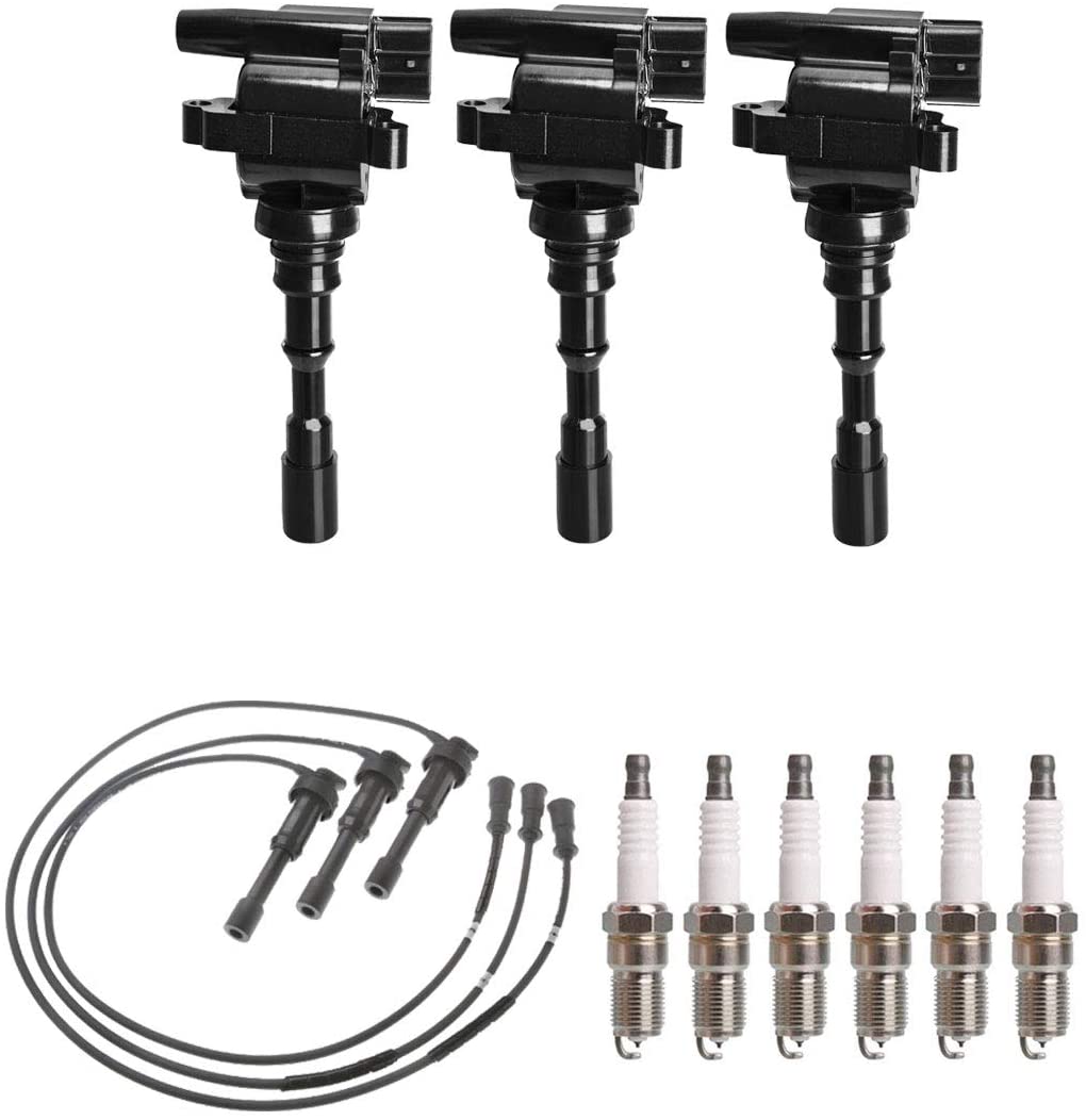 ENA Set of 3 Ignition Coil 6 Platinum Spark Plugs and 3 Wire Wireset Compatible with 2003-2006 Kia Sorento 3.5L V6 UF431