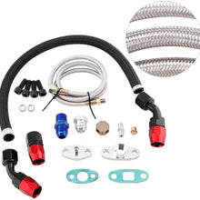 Qii lu Turbo Oil Feed Return Line Kit, AN10 Fitting Adapter Flange for T3 T4 GT35 T70 T66