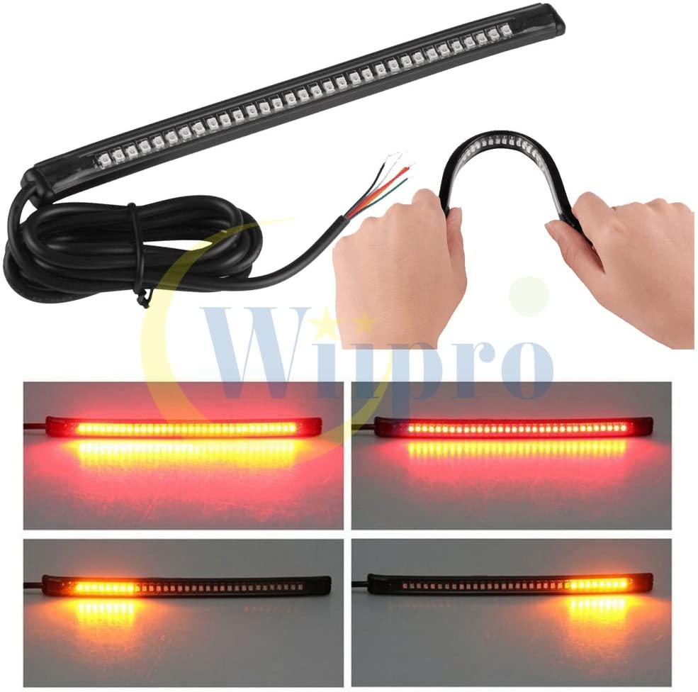 Wiipro Universal led Harley Davidson Light Strip Tail Brake Stop Turn Signal 32LED 8