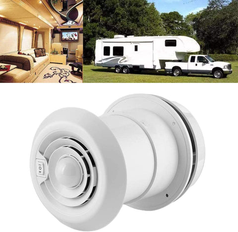 WINSHIDEN 12V Roof Fan 5000R/min LED Air Ceiling Ventilation Grille Round for Campers Motorhome Travel Trailer Van