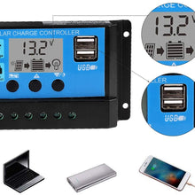 Solar Charge Controller, Solar Panel Charge Controller 60A/50A/40A/30A/20A/10A 12V 24V Auto Solar Charge Controller Solar Battery Charger LCD Display Dual USB Port (50A)