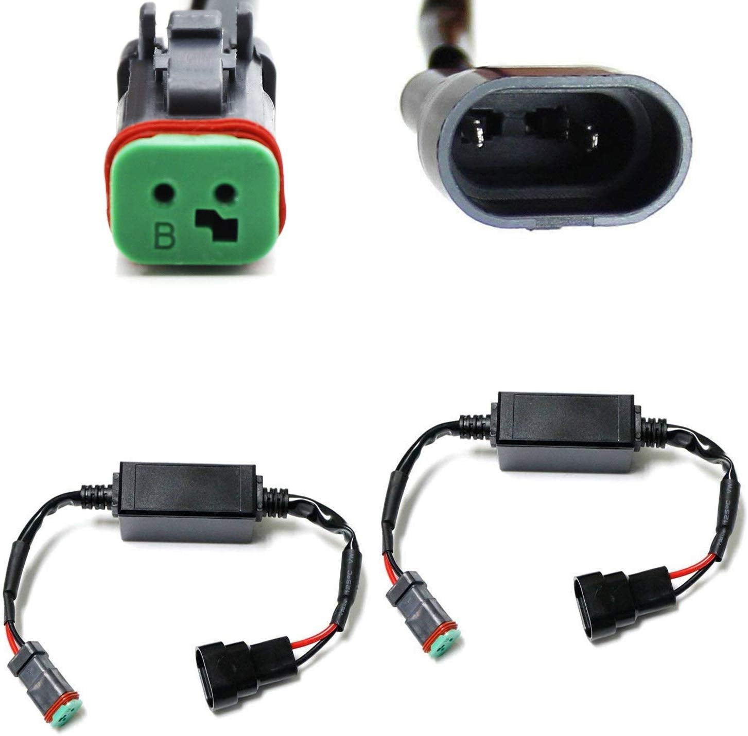 iJDMTOY (2) 9006 9005 9145 H10 To Deutsch DT DTP Canbus Anti Flicker Resistor Canceller Decoders For LED Pod Light, LED Light Bars, LED Worklamps