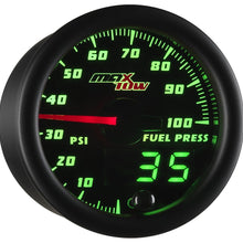 MaxTow Double Vision 100 PSI Fuel Pressure Gauge Kit - Includes Electronic Sensor - Black Gauge Face - Green LED Illuminated Dial - Analog & Digital Readouts - for Trucks - 2-1/16" 52mm