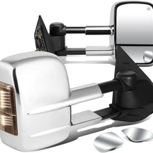 Replacement for Escalade/Tahoe Heated Power Smoked Signal Extendable Chrome Towing Side+Circle Blind Spot Mirror