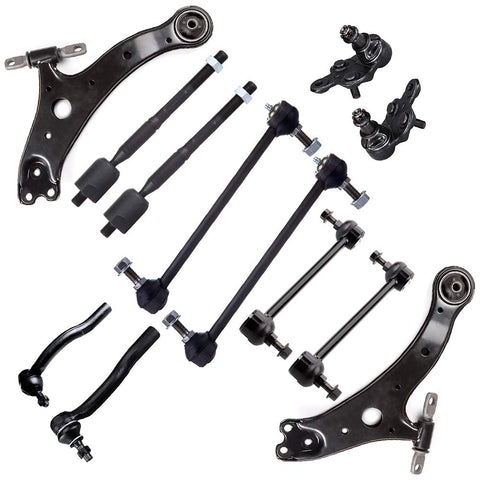 SCITOO 10pcs Suspension Kit 2 Front Lower Control Arm Ball Joint 2 Front Inner Tie Rod End 2 Front Sway Bar Link Compatible fit 2004-2006 Lexus ES330 2005-2012 Toyota Avalon