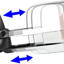 Replacement for Silverado 1500/2500/3500 Heated Power Signal Extendable Chrome Towing Side+Corner Blind Spot Mirror