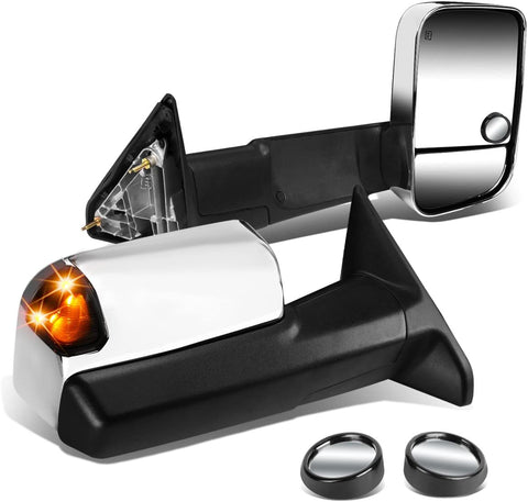 DNA Motoring TWM-013-T999-CH-SM+DM-SY-022 Pair of Towing Side Mirrors + Blind Spot Mirrors
