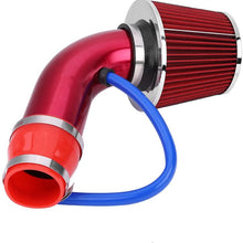 Qiilu 76mm 3 Inch Universal Car Cold Air Intake Filter Aluminum Induction Hose Pipe Kit (Red)