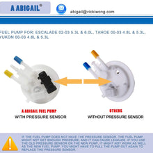 Fuel Pump E3508M for 2002 2003 Cadillac Escalade 5.3L & 6.0L, 2000-2003 Chevy Tahoe 4.8L & 5.3L, 00 01 02 03 GMC Yukon 4.8L & 5.3L (GAS Fuel Type)