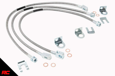 Rough Country 89715 Extended Stainless Brake Lines Front/Rear fits 1987-2006 Jeep Wrangler TJ YJ | 84-01 Cherokee XJ