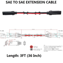 3FT Sae to Sae Extension Cable 16AWG- 12V Sae 2pin BulletConnectors Disconnects Extension Cables Quick Disconnect Port Cable Power Cord Solar Male Battery Charger Plug Waterproof