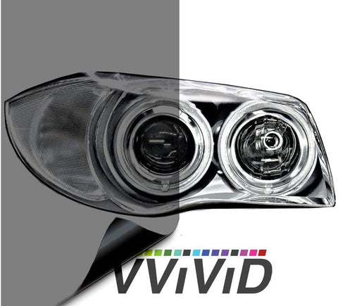 VViViD Air-Tint Smoke Black Gloss Vinyl Headlight Foglight Transparent Tint Wrap Self-Adhesive (16 Inch x 48 Inch, 2-roll Pack)